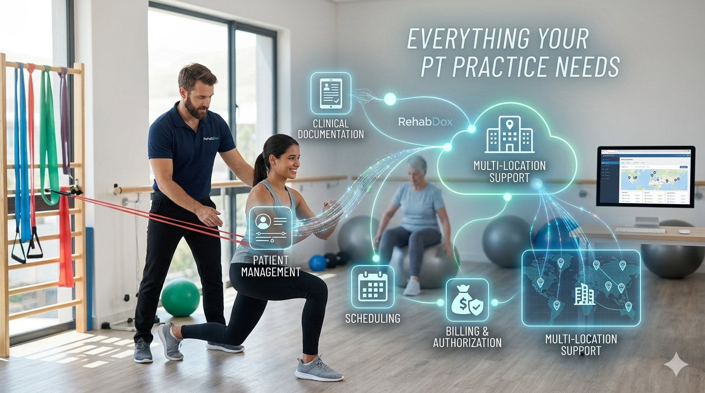 Physical therapist working with patient rehabilitation clinic